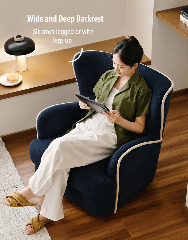 swivel lounge chair with deep backrest