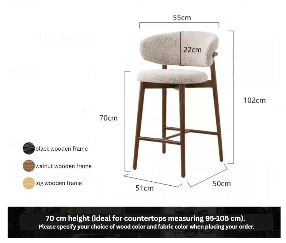 Solid Wood Bar Chair | KALEN