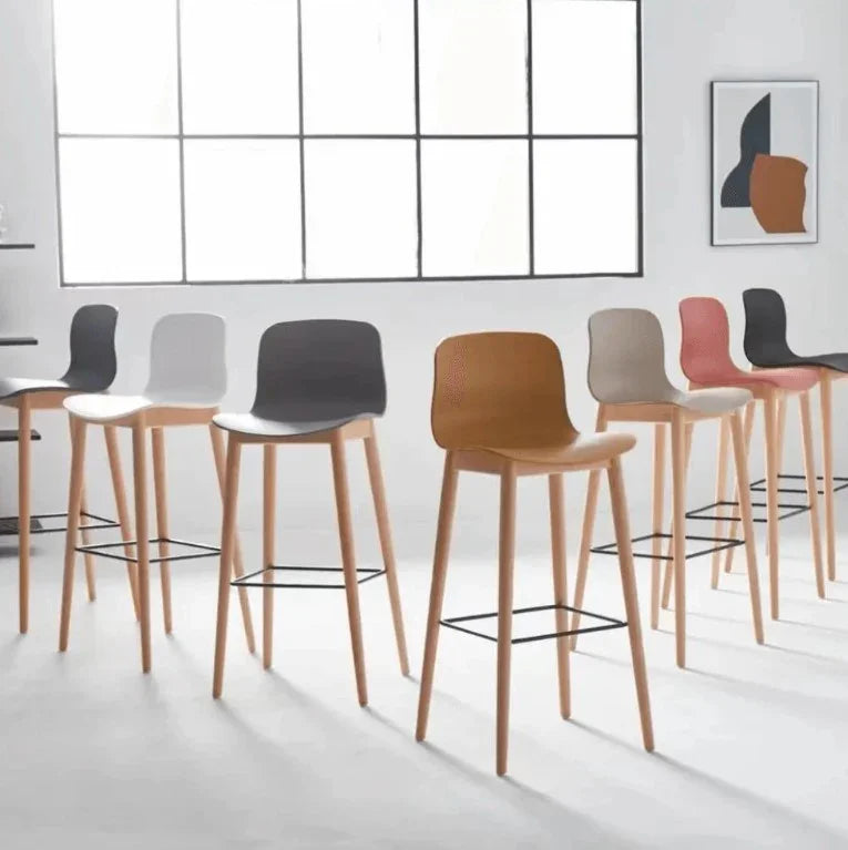 minimalist bar chair with solid wood frame