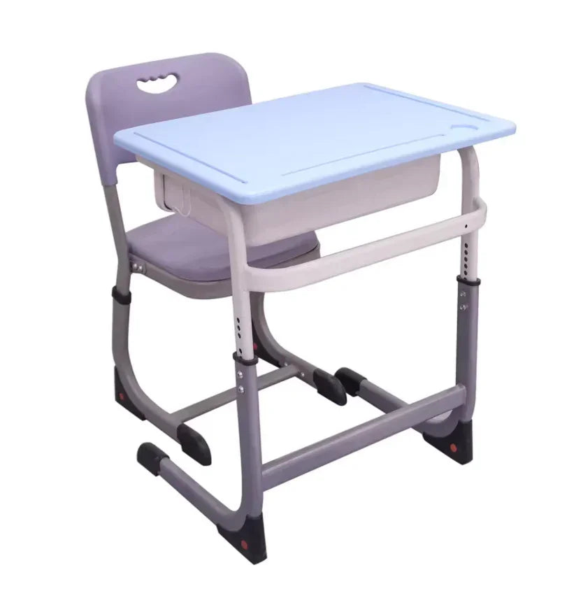 Height Adjustable; Classroom Table w/ Metal Box Storage W600 - Cantilevered