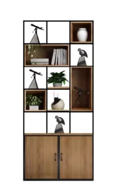 industrial metal shelf partition with cabinet