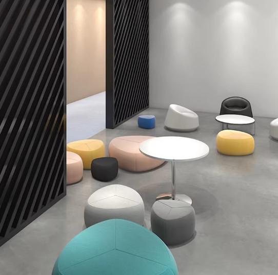 Kona modular pouf seating cluster for commercial lounge spaces