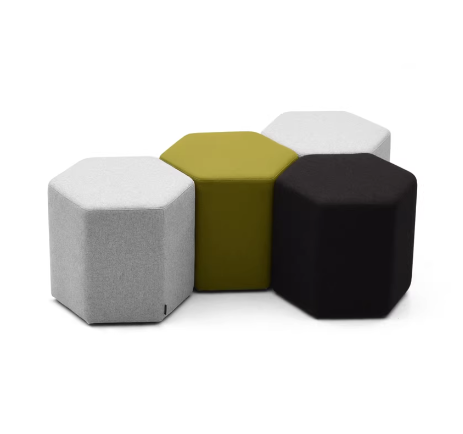 Shatkon hexagon lounge pouf arranged in a modern office breakout space