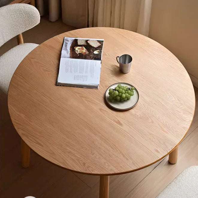 Japandi solid wood round dining table