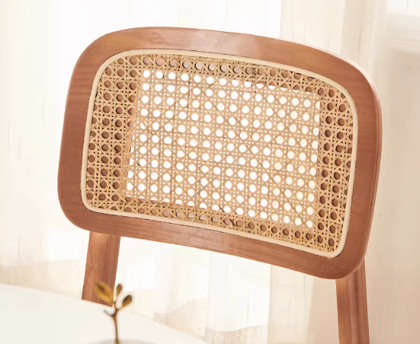 Rattan Dining Side Chair w/ PU Seat | ELARA