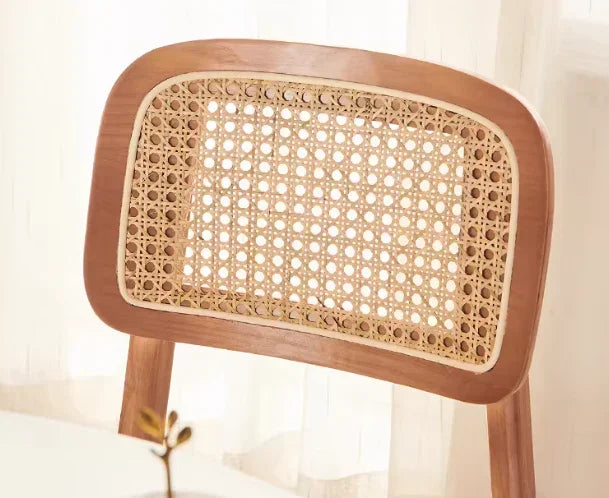 Rattan Dining Side Chair w/ PU Seat | ELARA