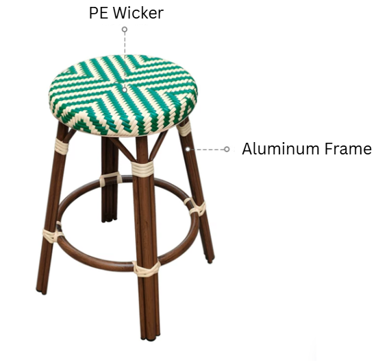 outdoor stool in herringbone pattern