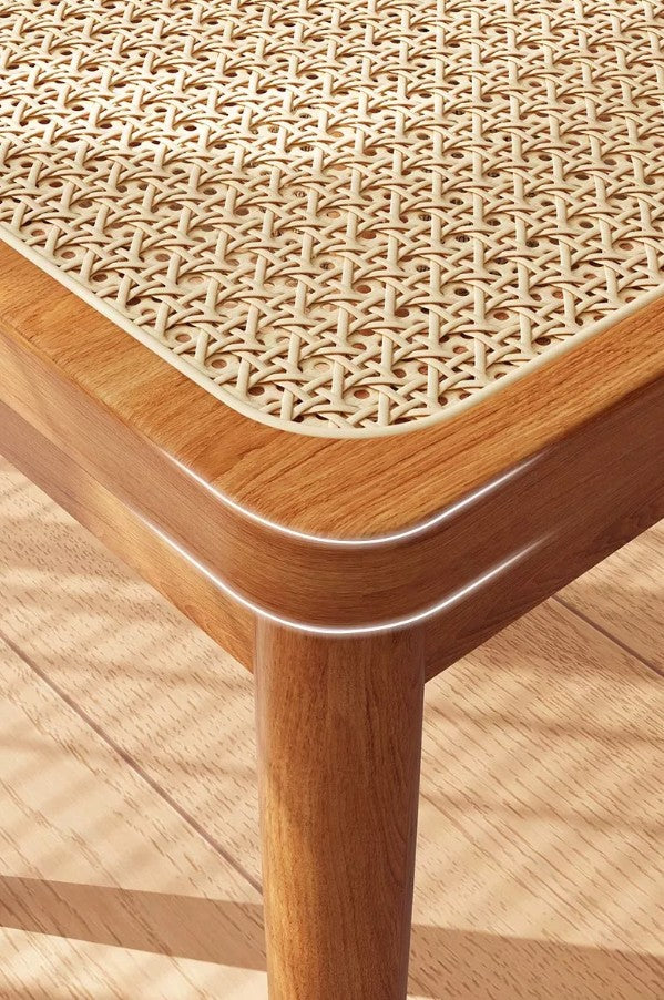Solid Wood Square Stool with Rattan Seat | YNA