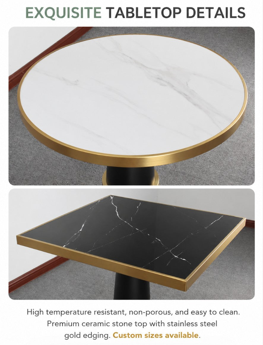 Square Sintered Stone Table with 304 Stainless Steel Base | OLIVIA