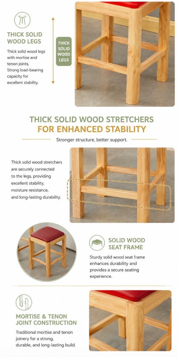 Solid Wood Stool with Cushioned Seat | ADA