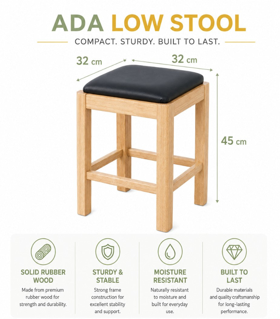 Solid Wood Stool with Cushioned Seat | ADA
