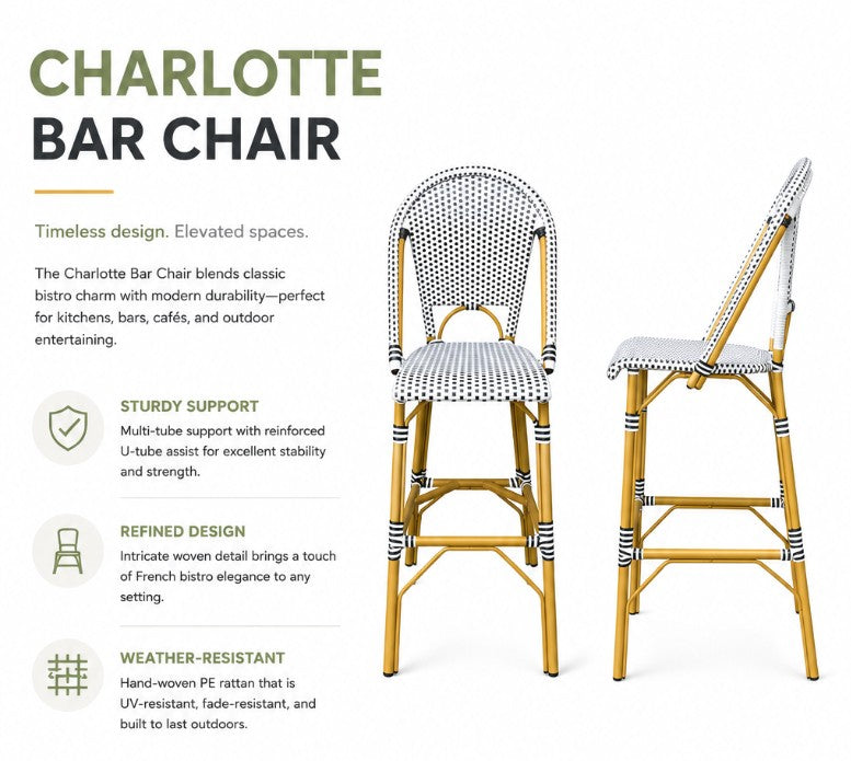 Outdoor Bar Chair with Armrests | CHARLOTTE
