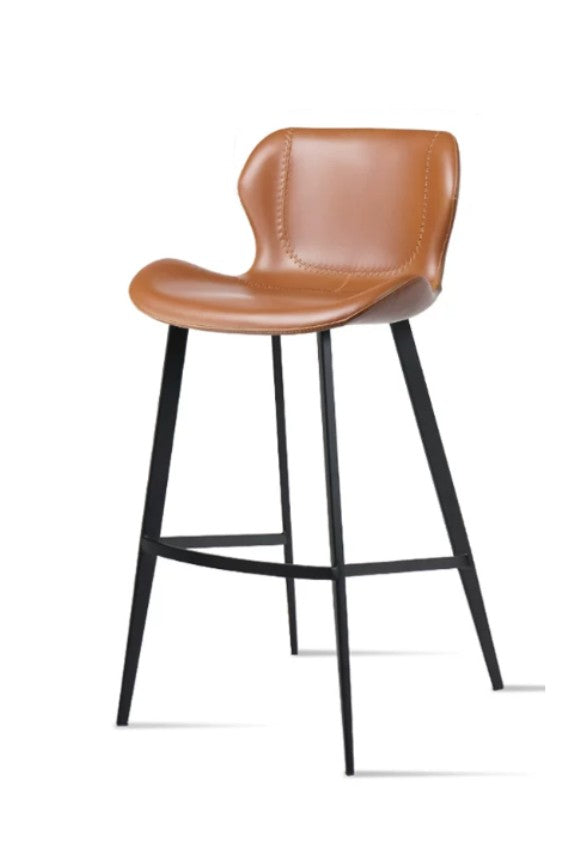 Leather Bar Chair with Ergonomic Backrest and Footrest