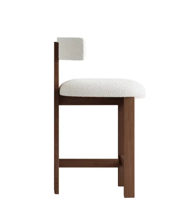 50cm - 95 cm bar chair with padded seat and sculptural wooden frame