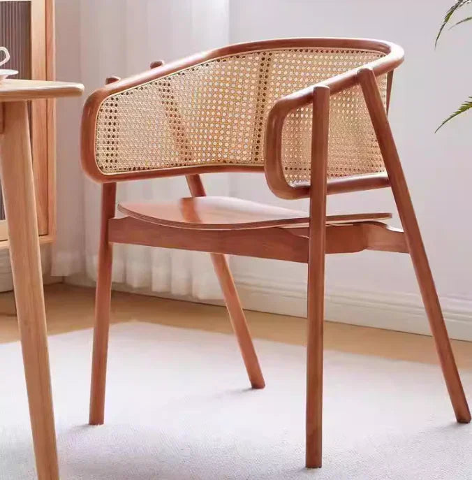 Rattan Dining Arm Chair with Solid Wood Seat | RIVA