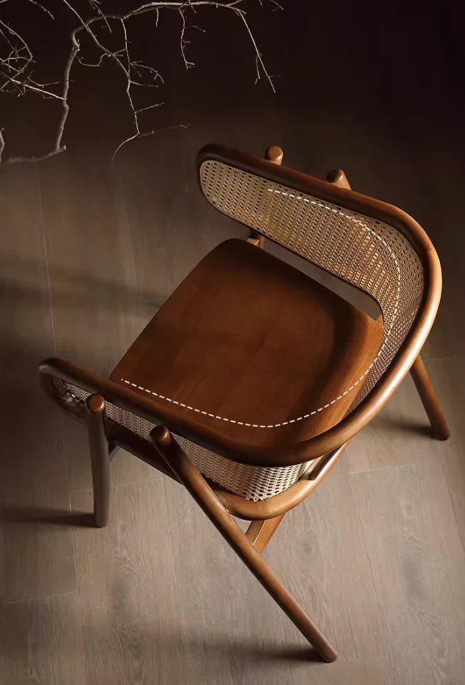 Rattan Dining Arm Chair with Solid Wood Seat | RIVA