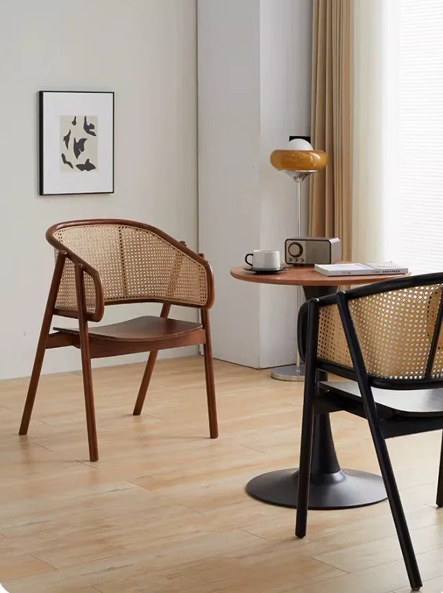 Rattan Dining Arm Chair with Solid Wood Seat | RIVA