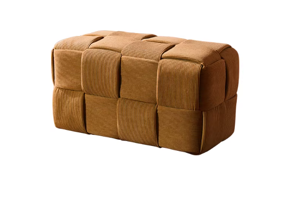 Lumo woven bench pouf upholstered in corduroy-style fabric for modern interiors