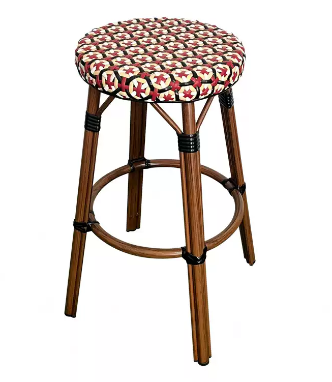 wicker rattan bar stool in red