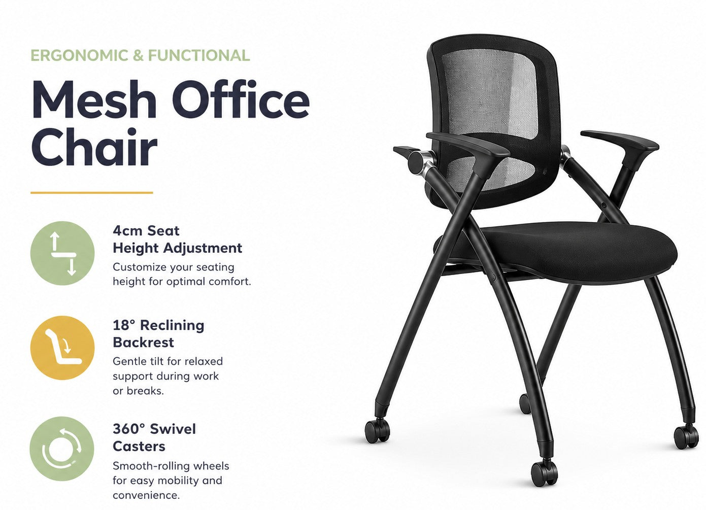 Training Armchair with Castors + Fixed Armrests + Tiltable Backrest | LIAM