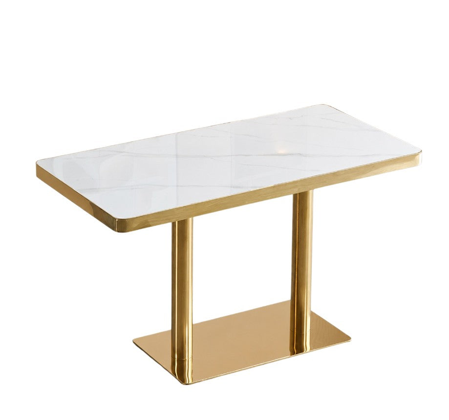 Sintered Stone Table with Stainless Steel Wrapped Edge | AURELIA Gold 120X60