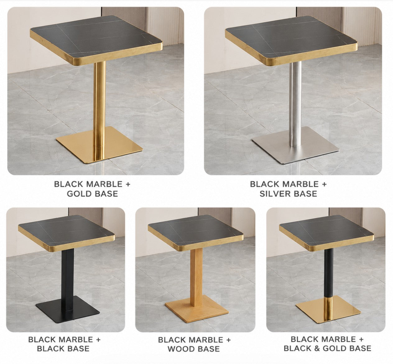 Black Aurelia Sintered Stainless Steel Edge x Gala Dining Table