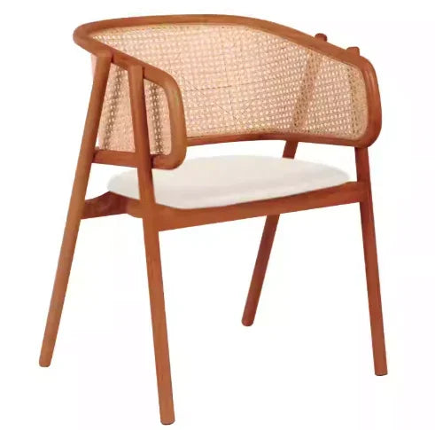 Rattan Dining Arm Chair with Upholstered Seat | RIVA