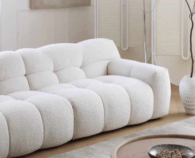 Cotton Candy Boucle Sofa | AMALA - onehappyhome