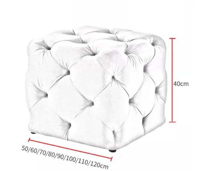Cube Velvet Tufted Ottoman | PEARL - onehappyhome