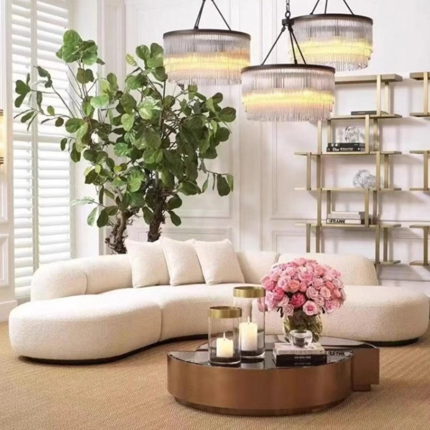 L-Shape Curved Boucle Sofa | GISELLE - onehappyhome