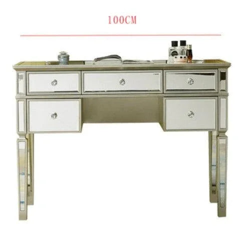 Mirrored Vanity Set, 5 Drawer Dresser Table, Mirror & Stool | STELLA - onehappyhome