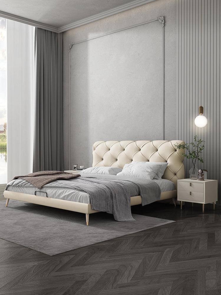 Modern Leather and Solid Wood Bedframe | BELLE - onehappyhome