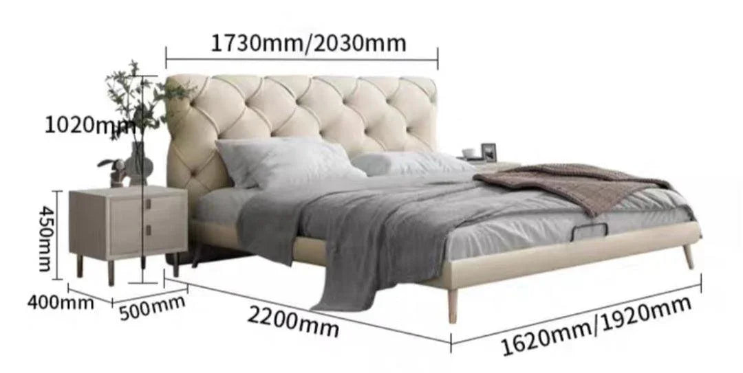 Modern Leather and Solid Wood Bedframe | BELLE - onehappyhome