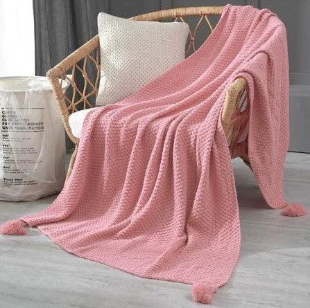Nordic Knitted Throw Blanket with Fringe | FIONA - onehappyhome