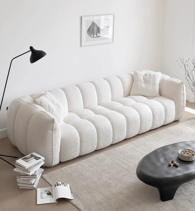 Pumpkin Boucle Sofa | BELLE - onehappyhome
