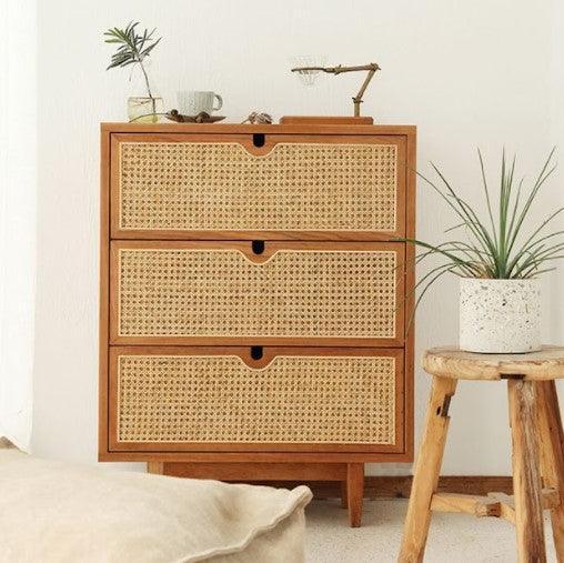 Rustic Rattan Chest of Drawers / Cabinet | DIVINA - onehappyhome