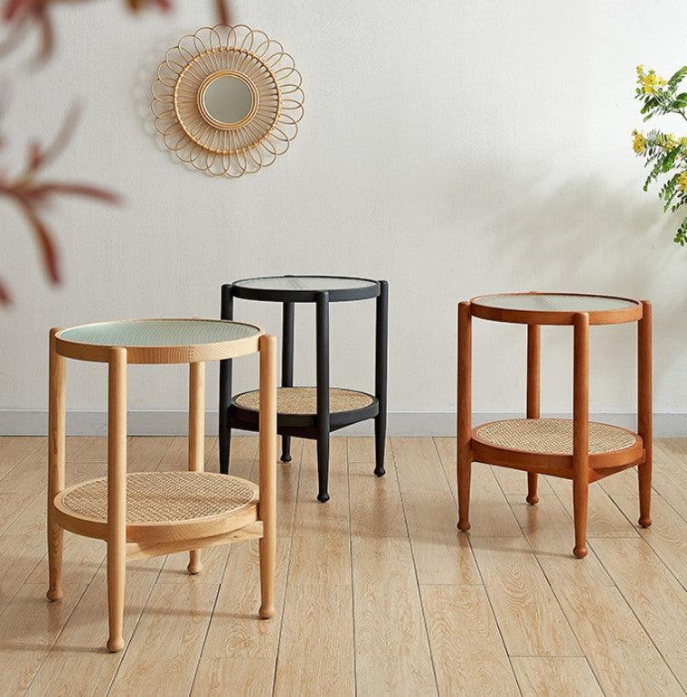 Rustic Rattan Round Coffee Table | TROY - onehappyhome