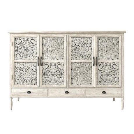 Solid Wood Carved Sideboard Cabinet| HELAENA - onehappyhome