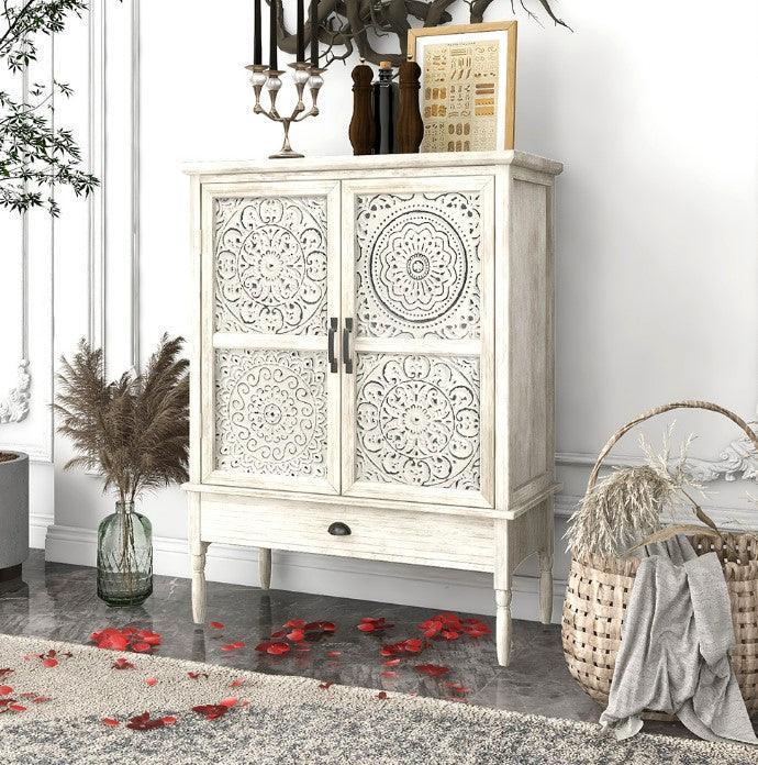 Solid Wood Carved Sideboard Cabinet| HELAENA - onehappyhome