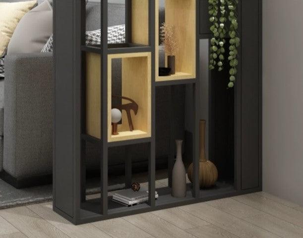 Solid Wood Industrial Shelf / Divider / Metal Planter | SACHI - onehappyhome