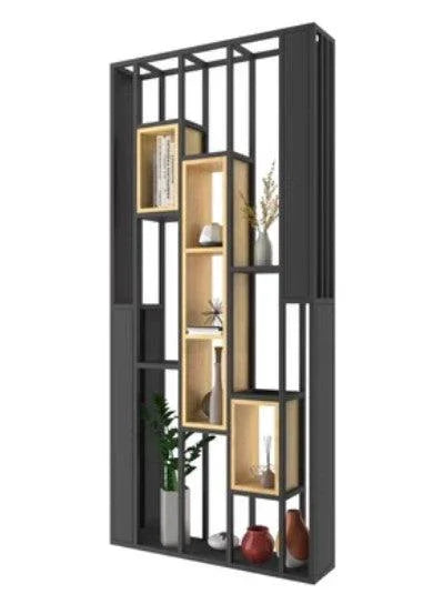 Solid Wood Industrial Shelf / Divider / Metal Planter | SACHI - onehappyhome