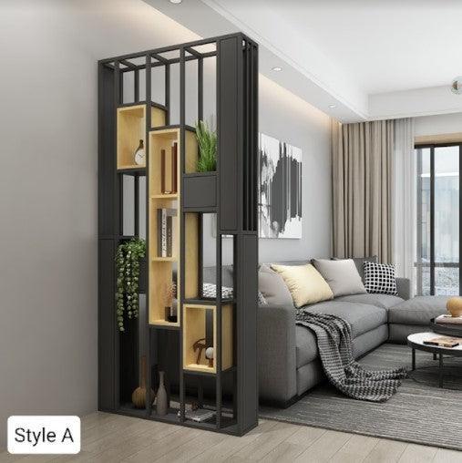 Solid Wood Industrial Shelf / Divider / Metal Planter | SACHI - onehappyhome