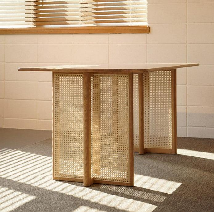 Solid Wood Rattan Dining Table | SIMEON - onehappyhome