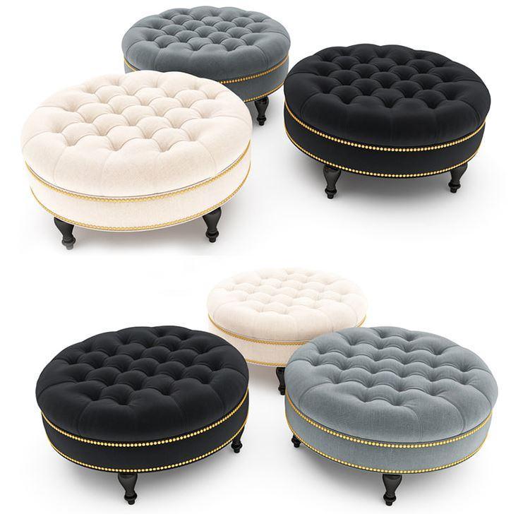 Tufted Round Storage Ottoman Bench | ODESSA - onehappyhome