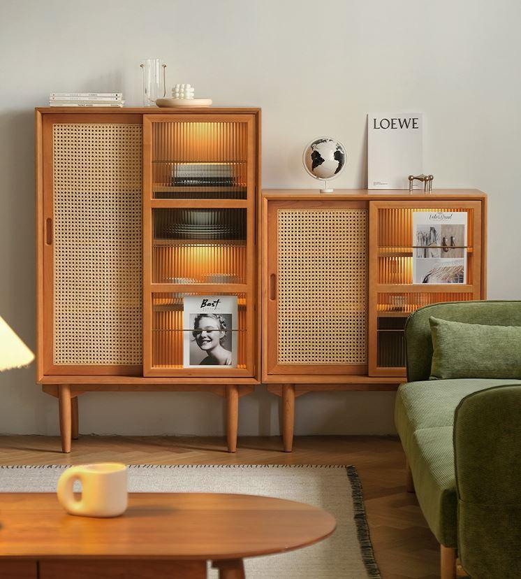Vintage Rattan Side Cabinet | CANDICE - onehappyhome