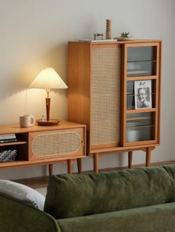 Vintage Rattan Side Cabinet | CANDICE - onehappyhome