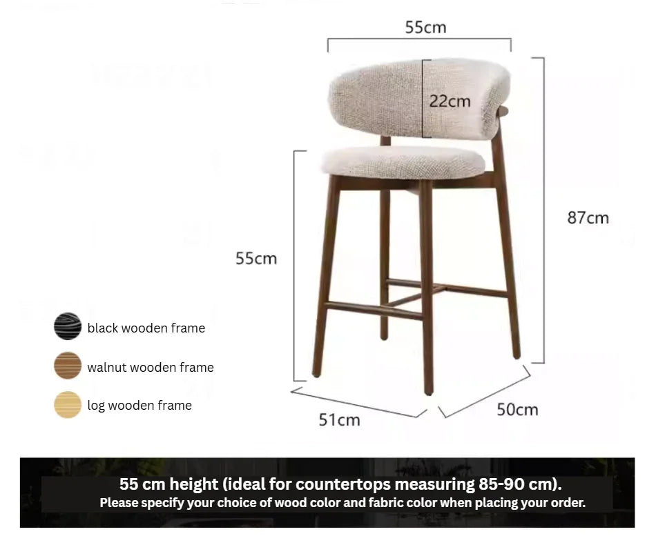Solid Wood Bar Chair | KALEN