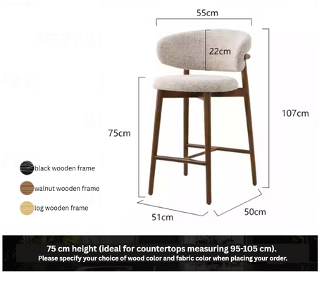 Solid Wood Bar Chair | KALEN