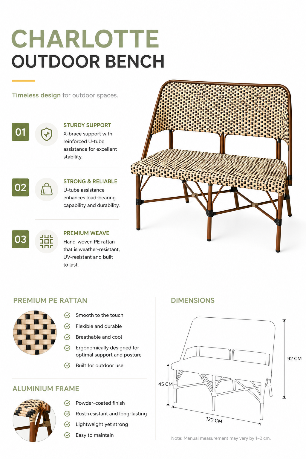 Outdoor Bench | CHARLOTTE