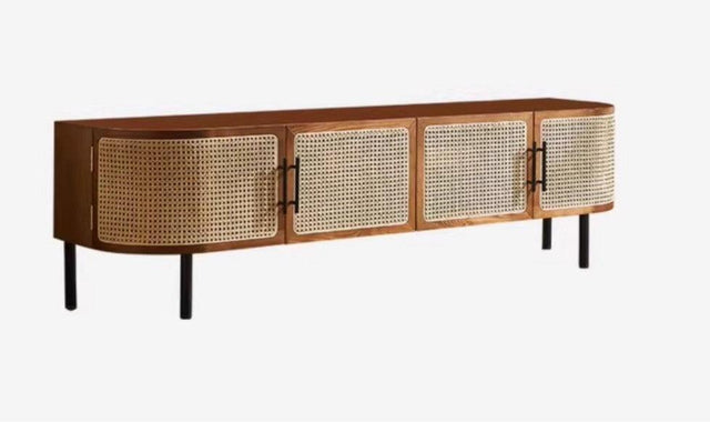 rustic rattan tv console